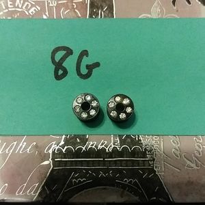 8g tunnels with rhinestones